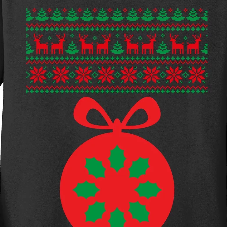 Christmas Ugly Sweater Pregnancy Ornament Kids Long Sleeve Shirt