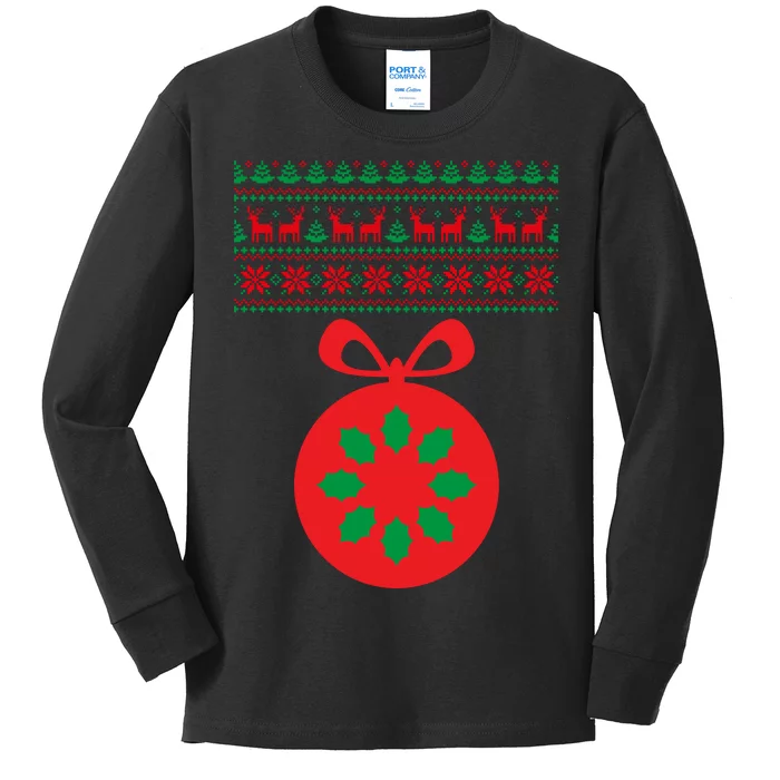 Christmas Ugly Sweater Pregnancy Ornament Kids Long Sleeve Shirt