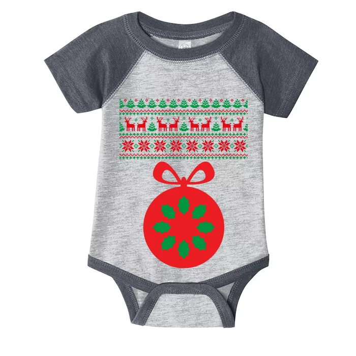 Christmas Ugly Sweater Pregnancy Ornament Infant Baby Jersey Bodysuit