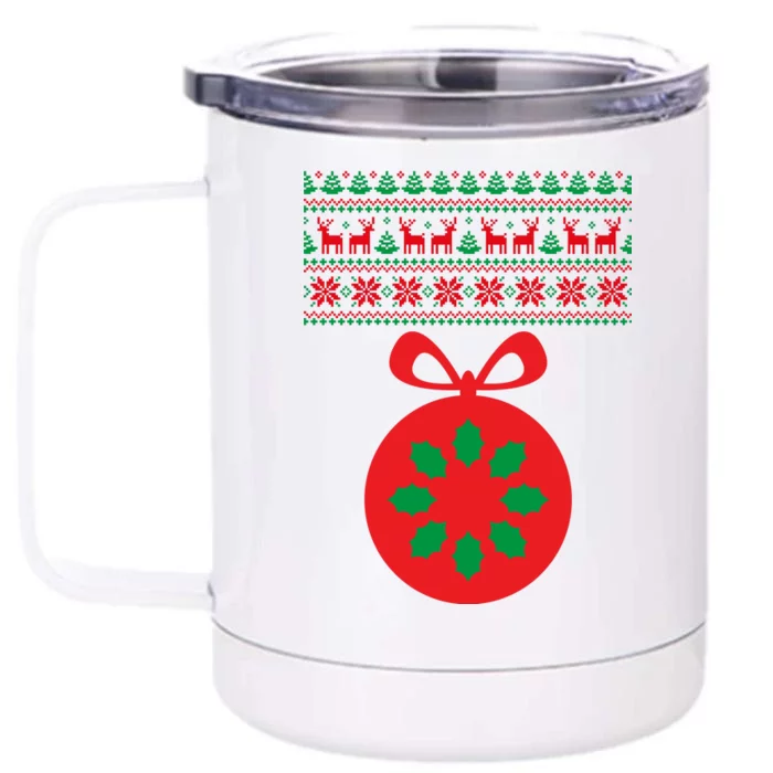 Christmas Ugly Sweater Pregnancy Ornament Front & Back 12oz Stainless Steel Tumbler Cup