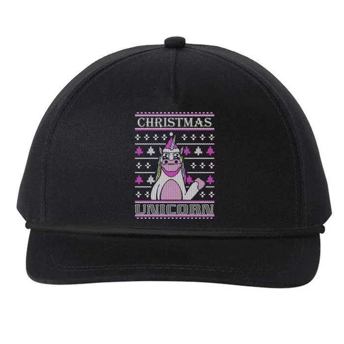 Christmas Unicorn Ugly Sweater Snapback Five-Panel Rope Hat