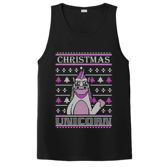 Christmas Unicorn Ugly Sweater Performance Tank