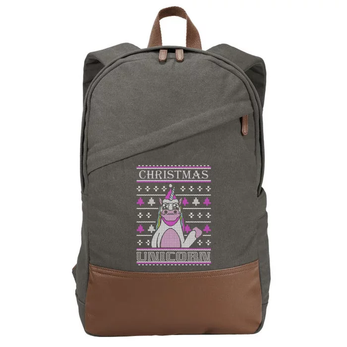 Christmas Unicorn Ugly Sweater Cotton Canvas Backpack