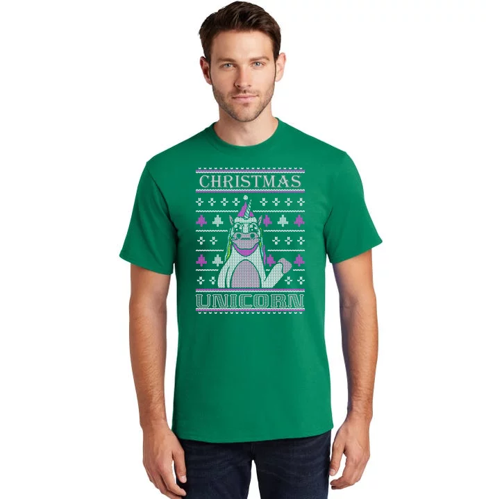 Christmas Unicorn Ugly Sweater Tall T-Shirt