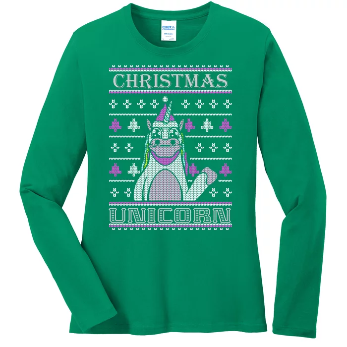 Christmas Unicorn Ugly Sweater Ladies Long Sleeve Shirt