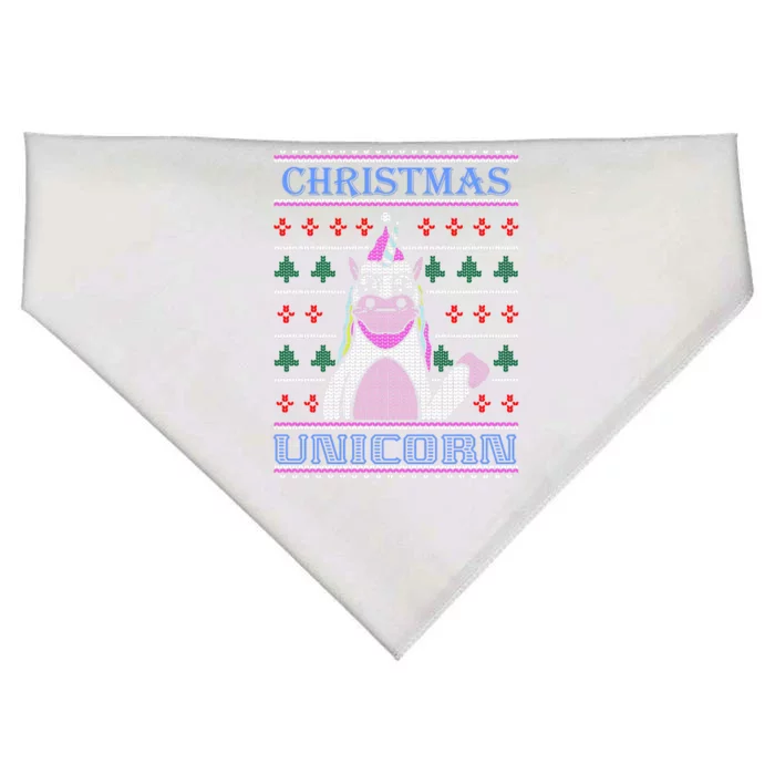 Christmas Unicorn Ugly Sweater USA-Made Doggie Bandana