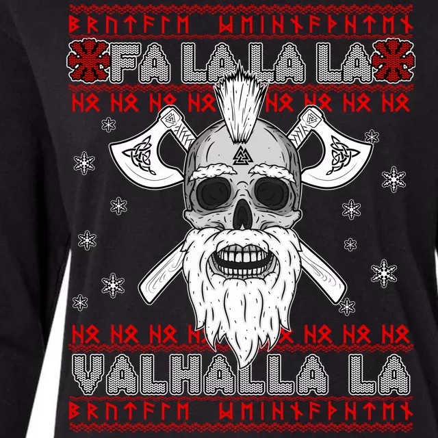 Christmas Valhalla Viking Valknut Skull Ugly Sweater Womens Cotton Relaxed Long Sleeve T-Shirt