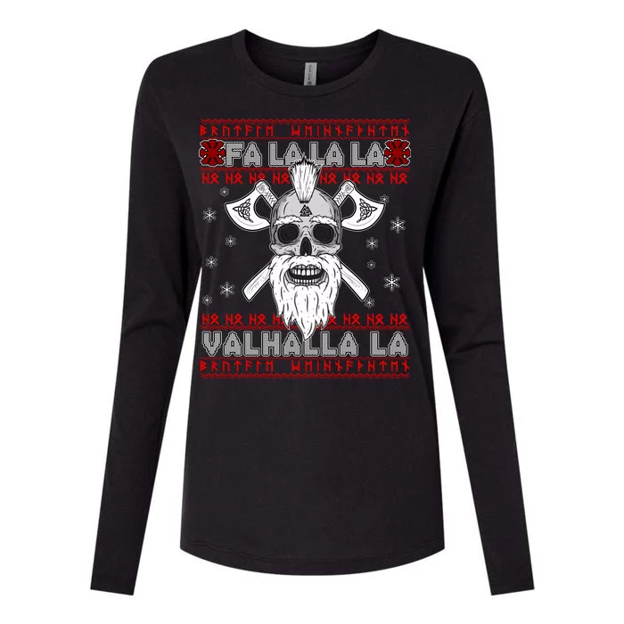 Christmas Valhalla Viking Valknut Skull Ugly Sweater Womens Cotton Relaxed Long Sleeve T-Shirt