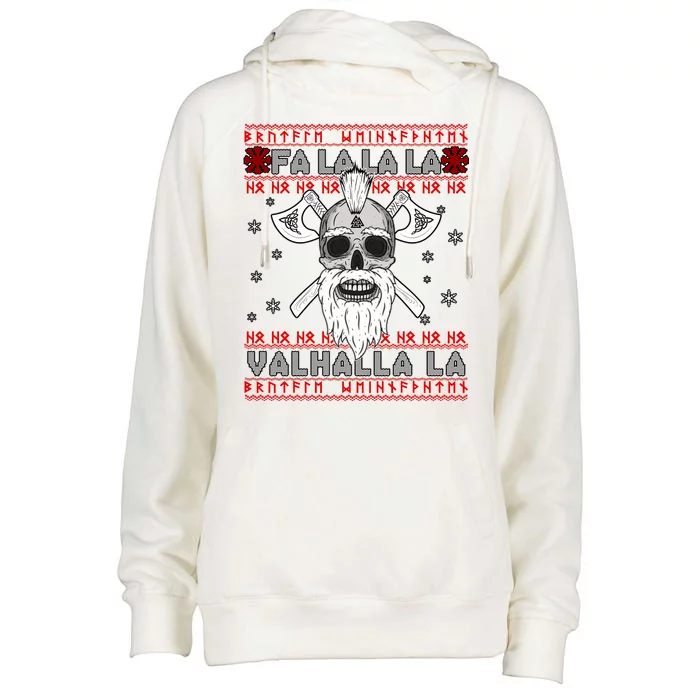 Christmas Valhalla Viking Valknut Skull Ugly Sweater Womens Funnel Neck Pullover Hood