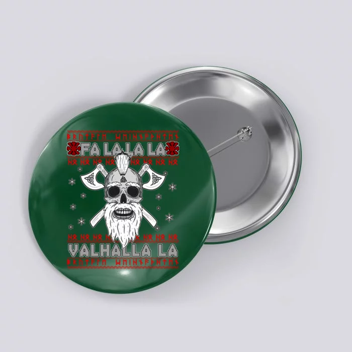 Christmas Valhalla Viking Valknut Skull Ugly Sweater Button