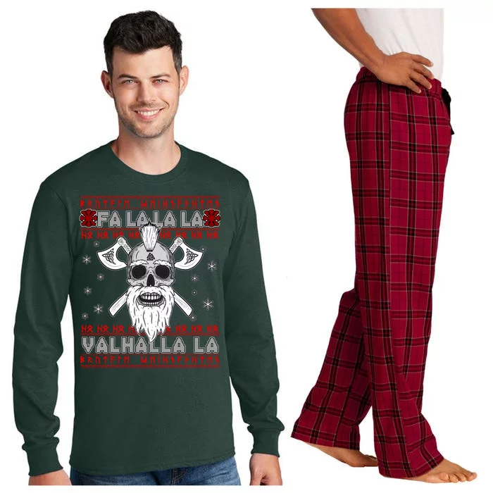 Christmas Valhalla Viking Valknut Skull Ugly Sweater Long Sleeve Pajama Set