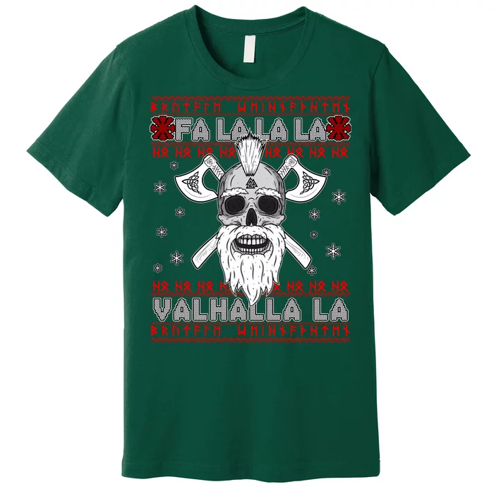 Christmas Valhalla Viking Valknut Skull Ugly Sweater Premium T-Shirt