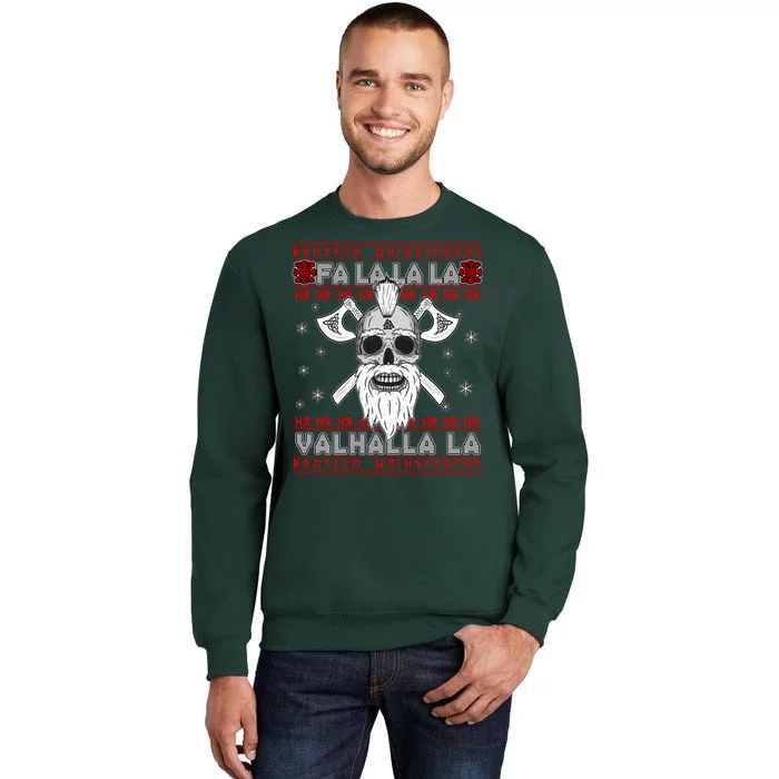 Christmas Valhalla Viking Valknut Skull Ugly Sweater Tall Sweatshirt