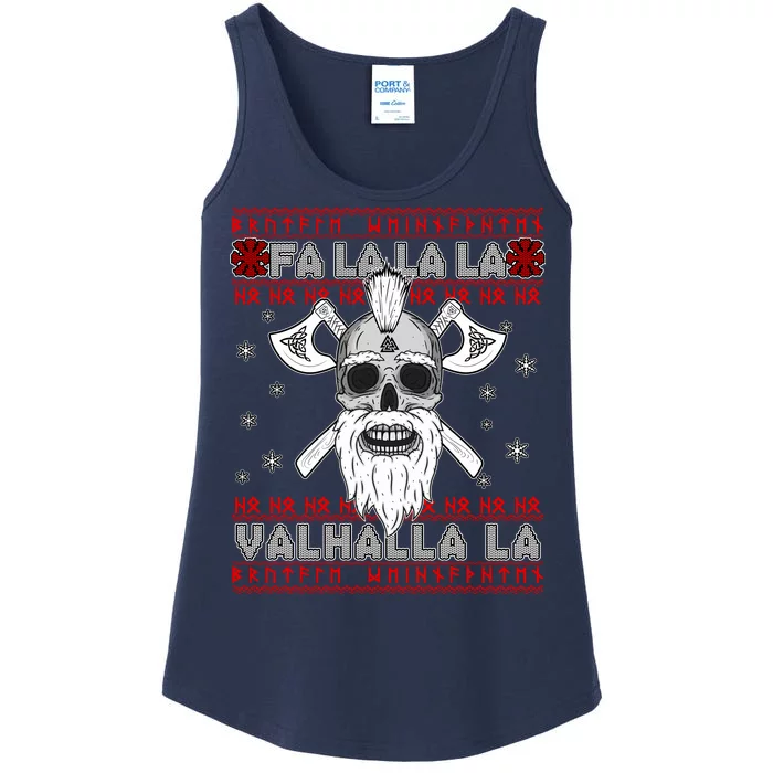 Christmas Valhalla Viking Valknut Skull Ugly Sweater Ladies Essential Tank