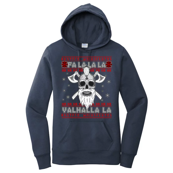 Christmas Valhalla Viking Valknut Skull Ugly Sweater Women's Pullover Hoodie