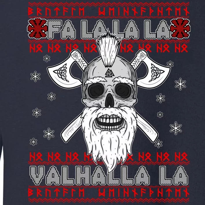 Christmas Valhalla Viking Valknut Skull Ugly Sweater Toddler Sweatshirt