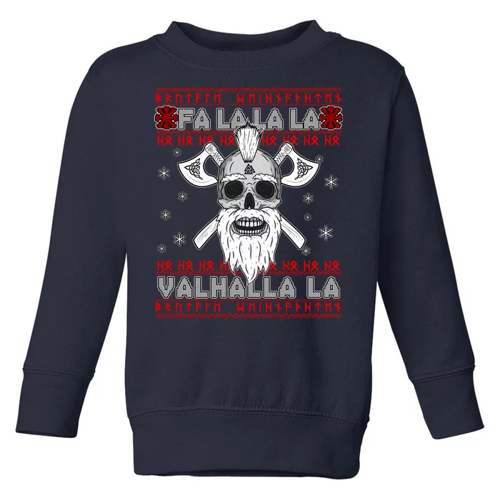 Christmas Valhalla Viking Valknut Skull Ugly Sweater Toddler Sweatshirt