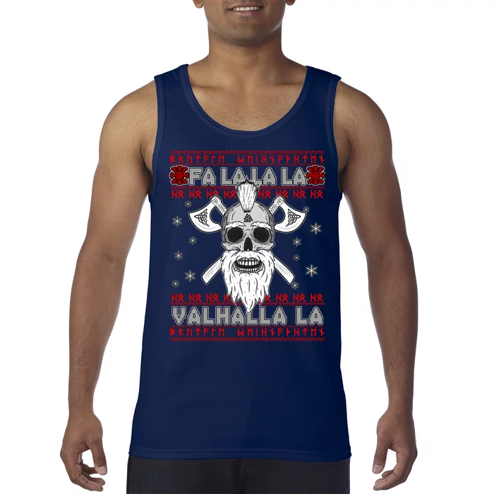 Christmas Valhalla Viking Valknut Skull Ugly Sweater Tank Top