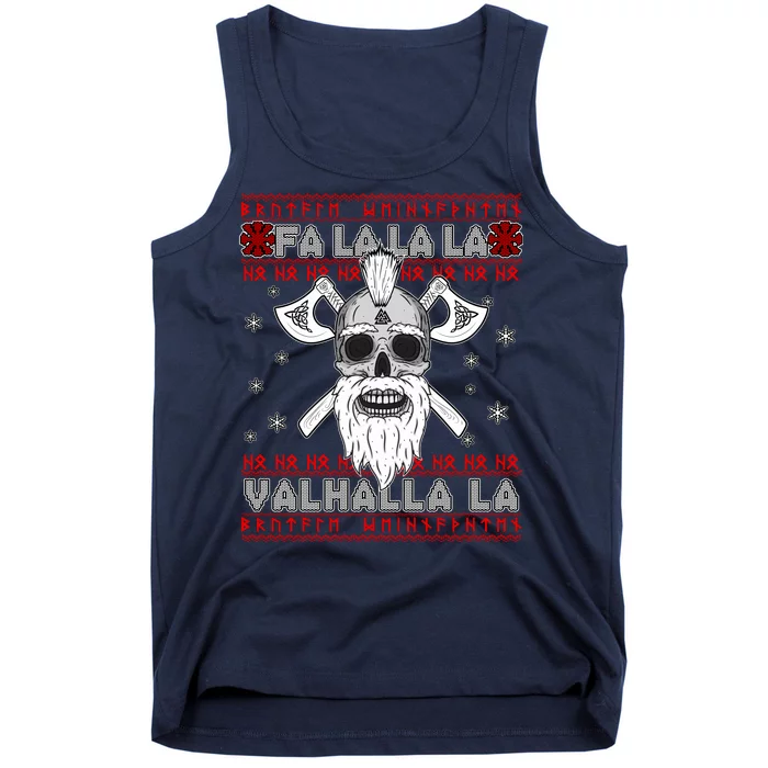 Christmas Valhalla Viking Valknut Skull Ugly Sweater Tank Top