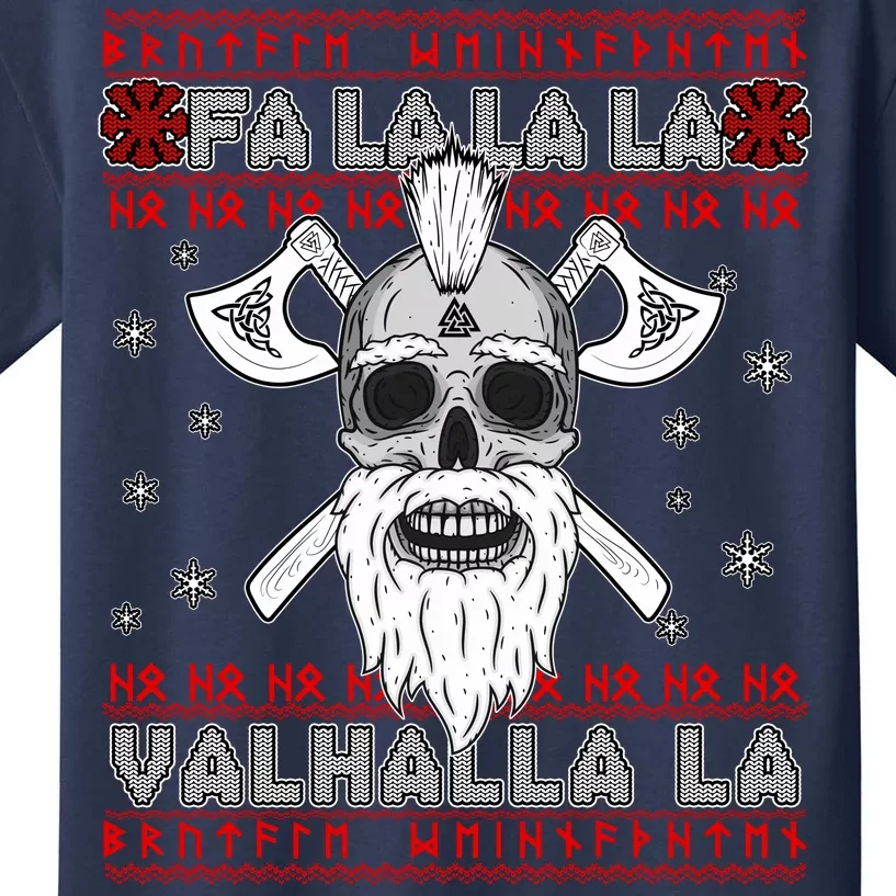 Christmas Valhalla Viking Valknut Skull Ugly Sweater Kids T-Shirt