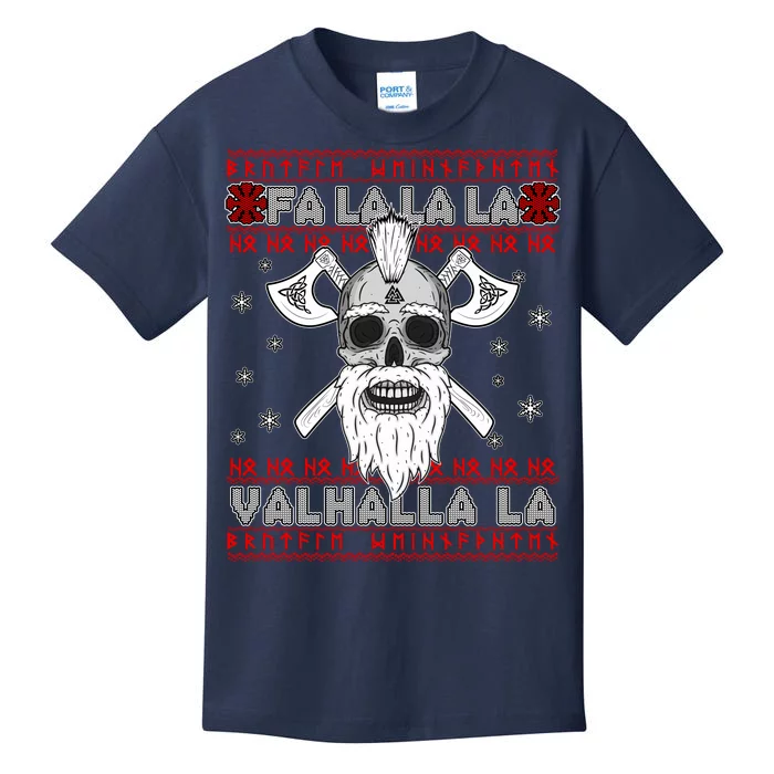 Christmas Valhalla Viking Valknut Skull Ugly Sweater Kids T-Shirt