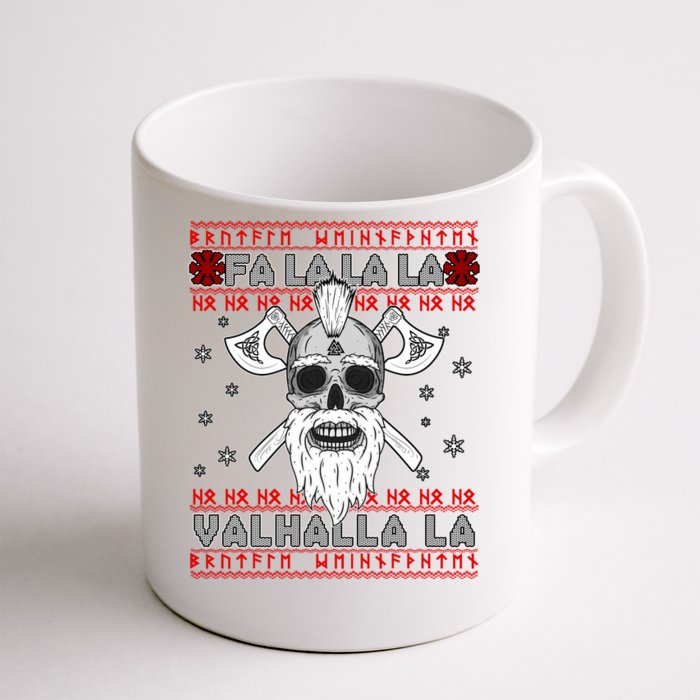 Christmas Valhalla Viking Valknut Skull Ugly Sweater Front & Back Coffee Mug