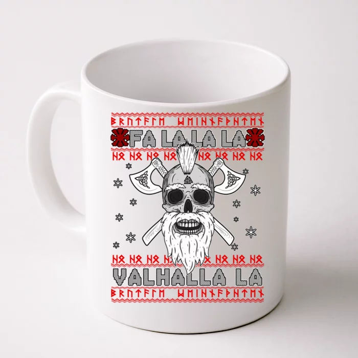 Christmas Valhalla Viking Valknut Skull Ugly Sweater Front & Back Coffee Mug