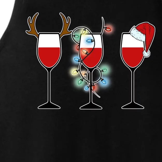 Christmas Wine Party Ladies Tri-Blend Wicking Tank