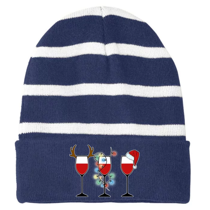 Christmas Wine Party Striped Beanie with Solid Band