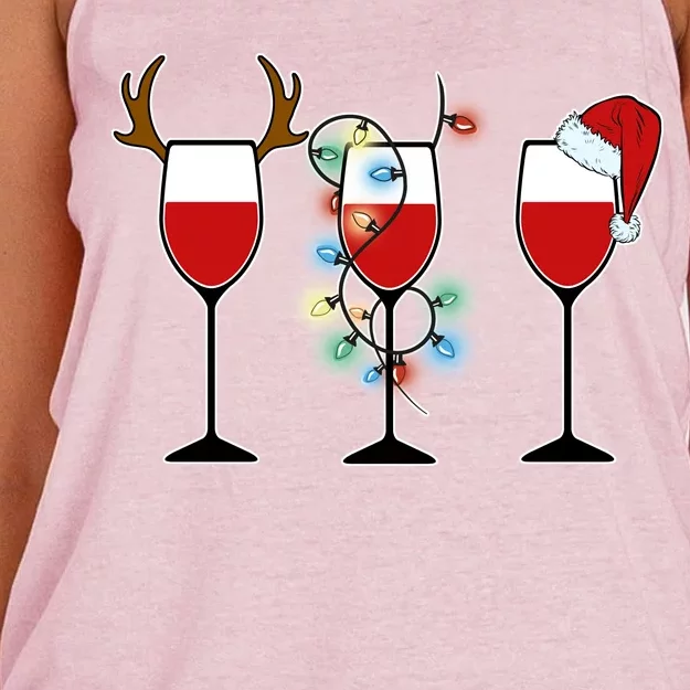 Christmas Wine Party Women's Knotted Racerback Tank