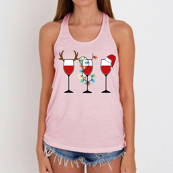 Christmas Wine Party Women's Knotted Racerback Tank