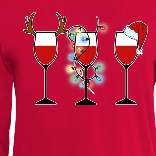 Christmas Wine Party Womens Cotton Relaxed Long Sleeve T-Shirt