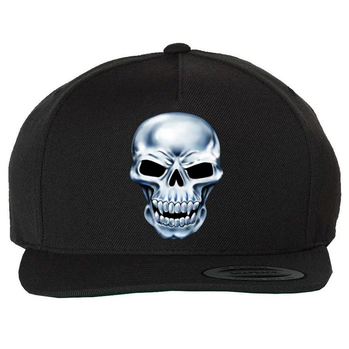 Chrome Skull Wool Snapback Cap