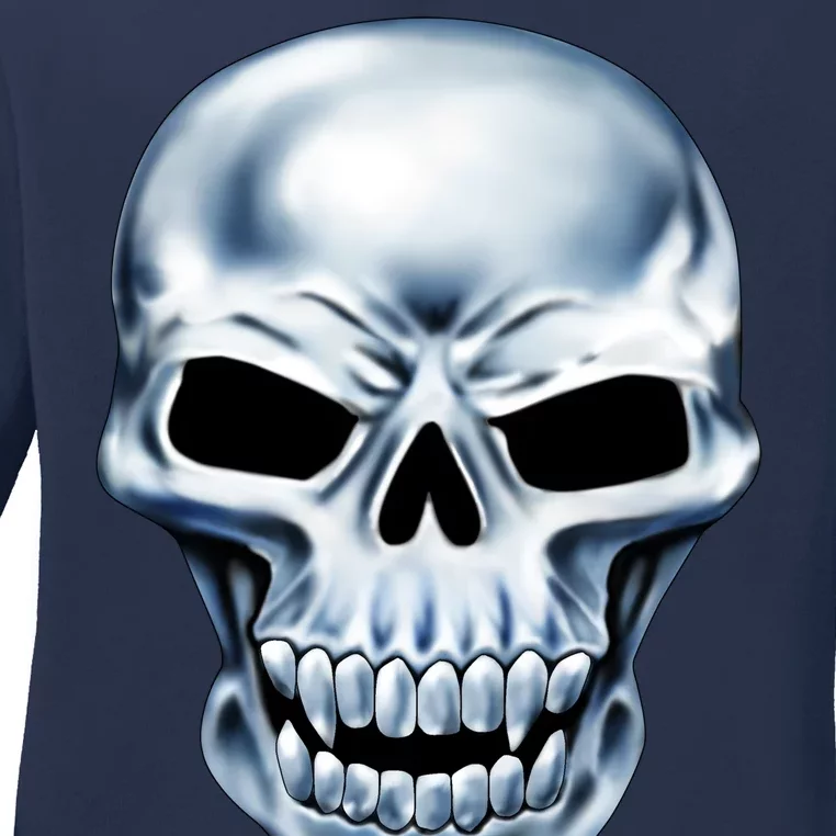 Chrome Skull Ladies Long Sleeve Shirt