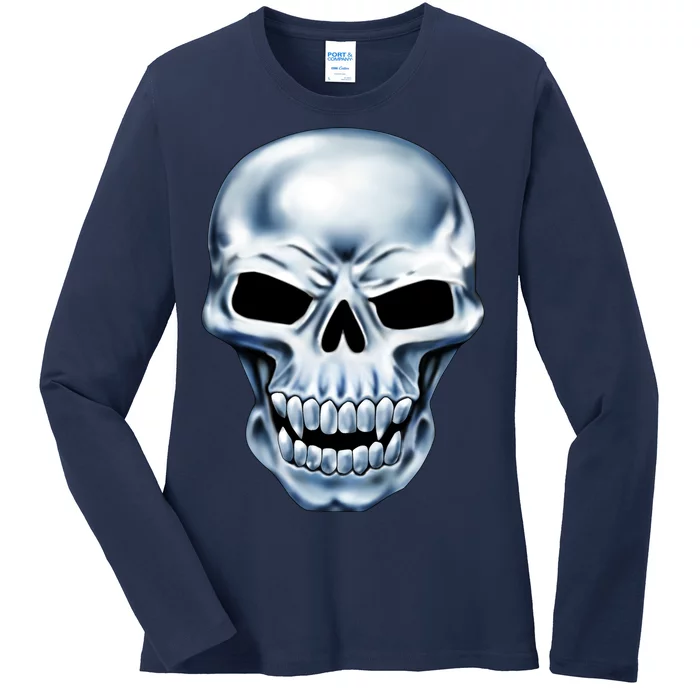 Chrome Skull Ladies Long Sleeve Shirt