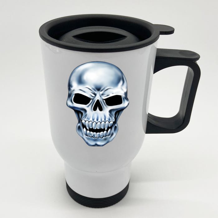 Chrome Skull Front & Back Stainless Steel Travel Mug