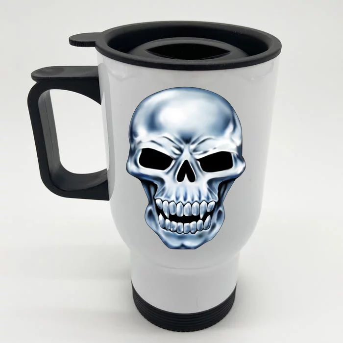 Chrome Skull Front & Back Stainless Steel Travel Mug