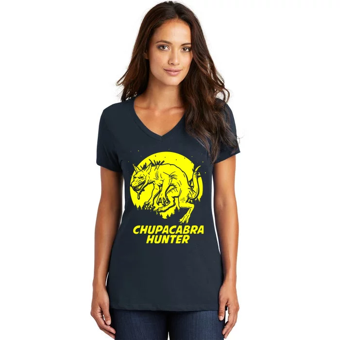 Chupacabra Hide & Seek Hunter Champion Cryptid Women's V-Neck T-Shirt