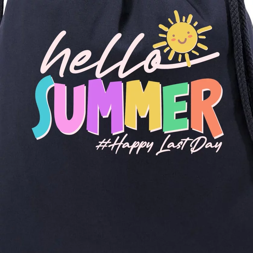 Cute Hello Summer #Happy Last Day Drawstring Bag