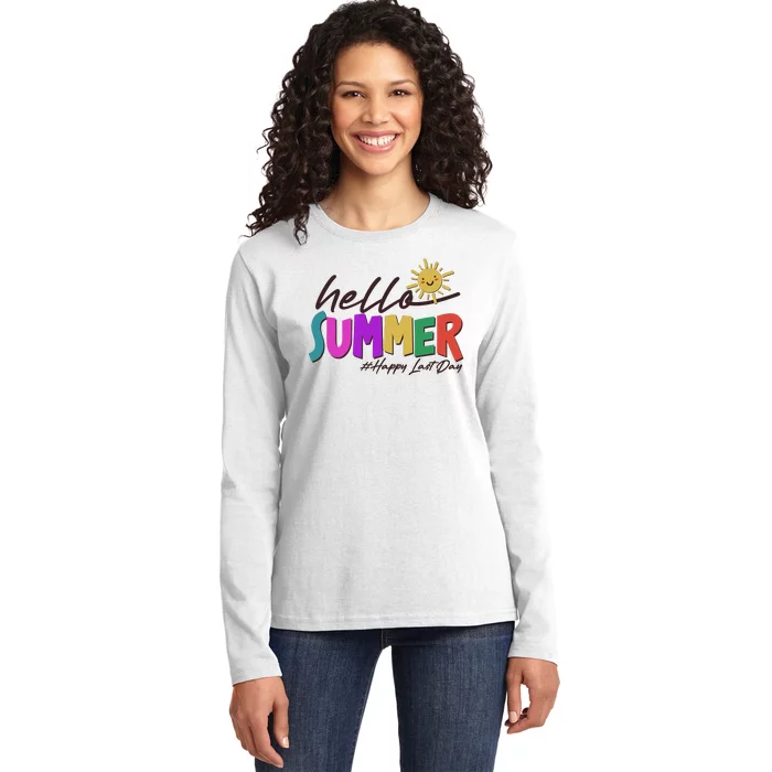 Cute Hello Summer #Happy Last Day Ladies Long Sleeve Shirt