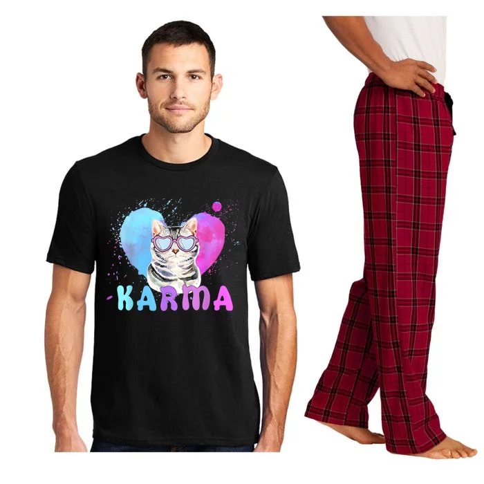 Cat Heart Shape Funny Gifts Karma Pajama Set