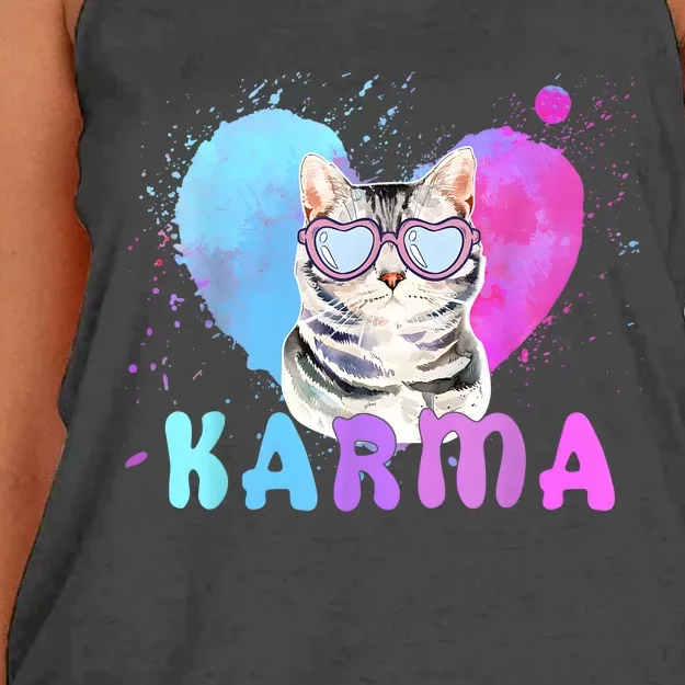 Cat Heart Shape Funny Gifts Karma Women's Knotted Racerback Tank