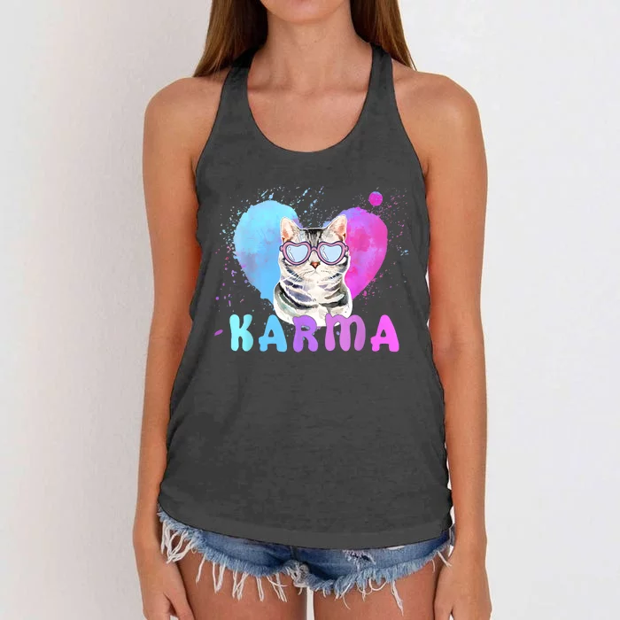 Cat Heart Shape Funny Gifts Karma Women's Knotted Racerback Tank