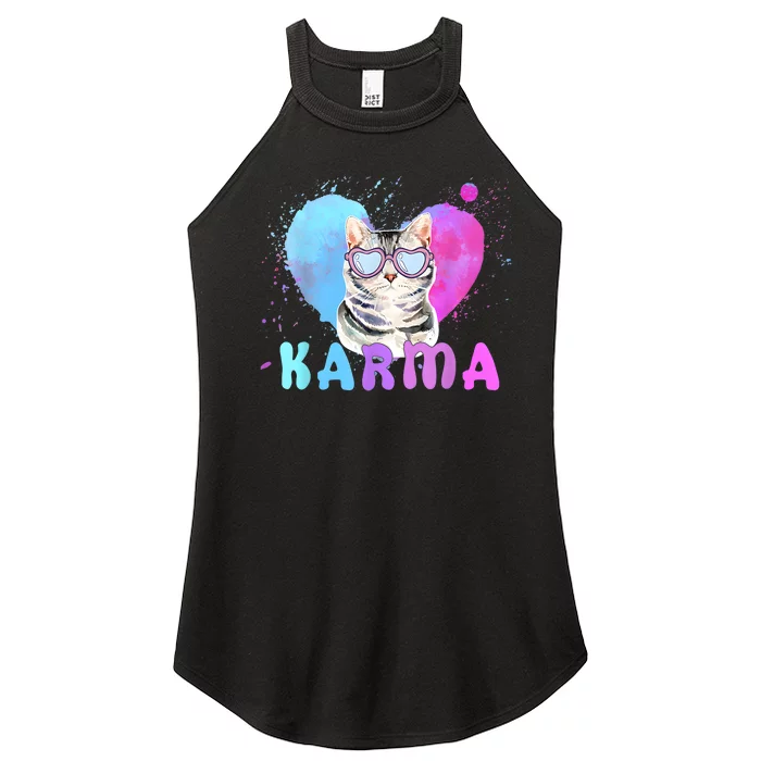 Cat Heart Shape Funny Gifts Karma Women’s Perfect Tri Rocker Tank