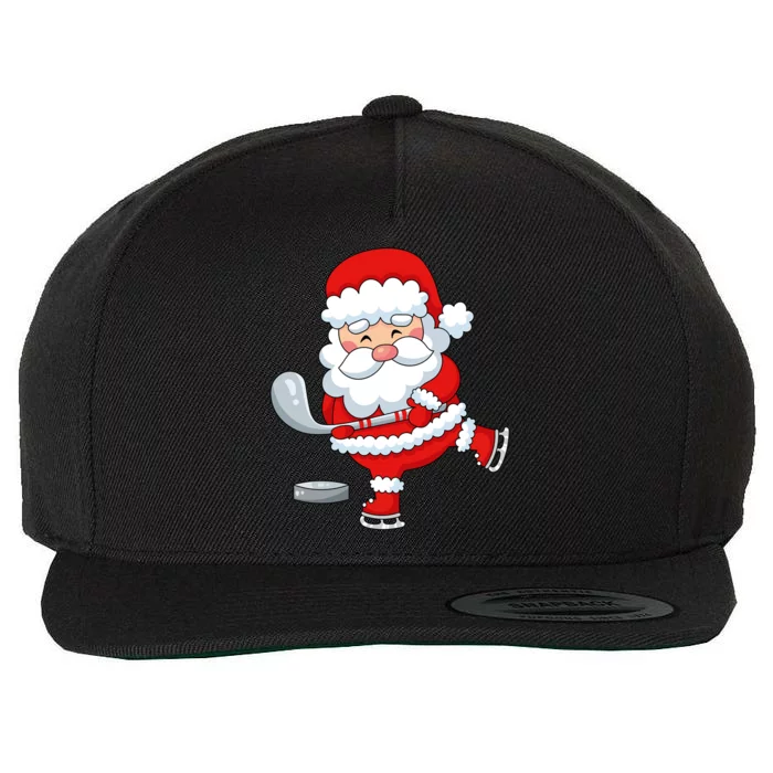 Christmas Hockey Santa Playing Hockey Santa Hockey Player Cute Gift Wool Snapback Cap