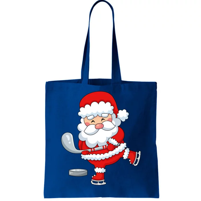 Christmas Hockey Santa Playing Hockey Santa Hockey Player Cute Gift Tote Bag