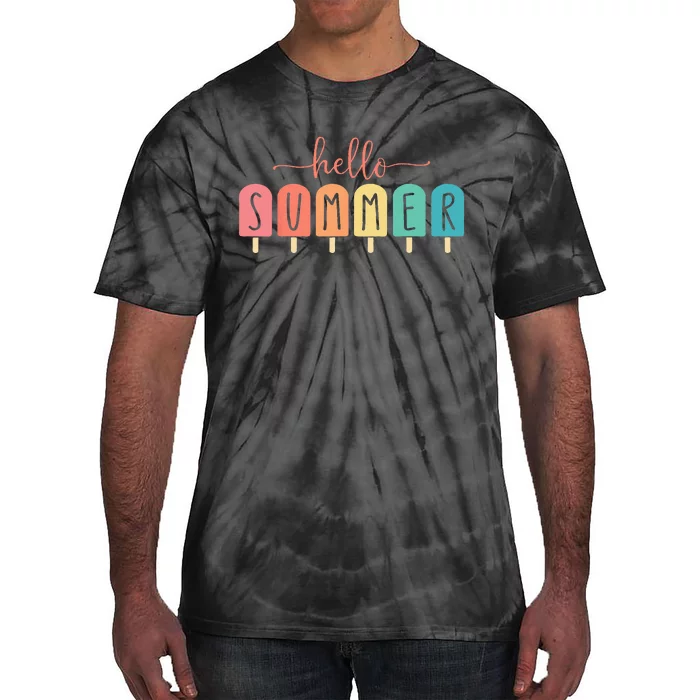 Colorful Hello Summer Popsicle Graphic Tie-Dye T-Shirt