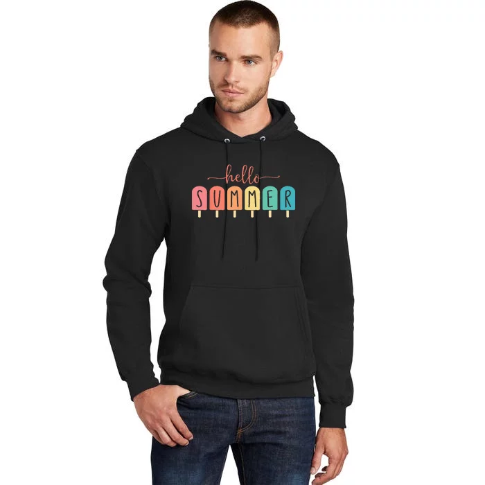 Colorful Hello Summer Popsicle Graphic Tall Hoodie