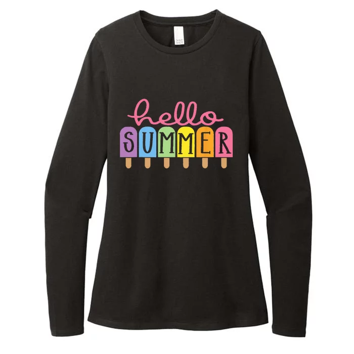 Colorful Hello Summer Popsicle Graphic Womens CVC Long Sleeve Shirt