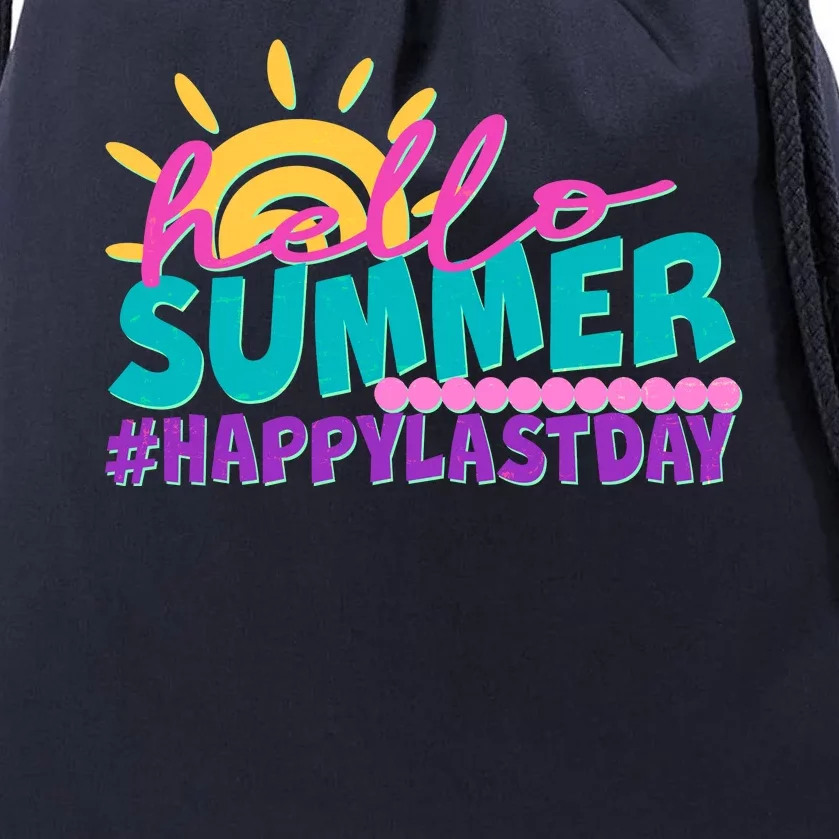 Cute Hello Summer #Happy Last Day Drawstring Bag